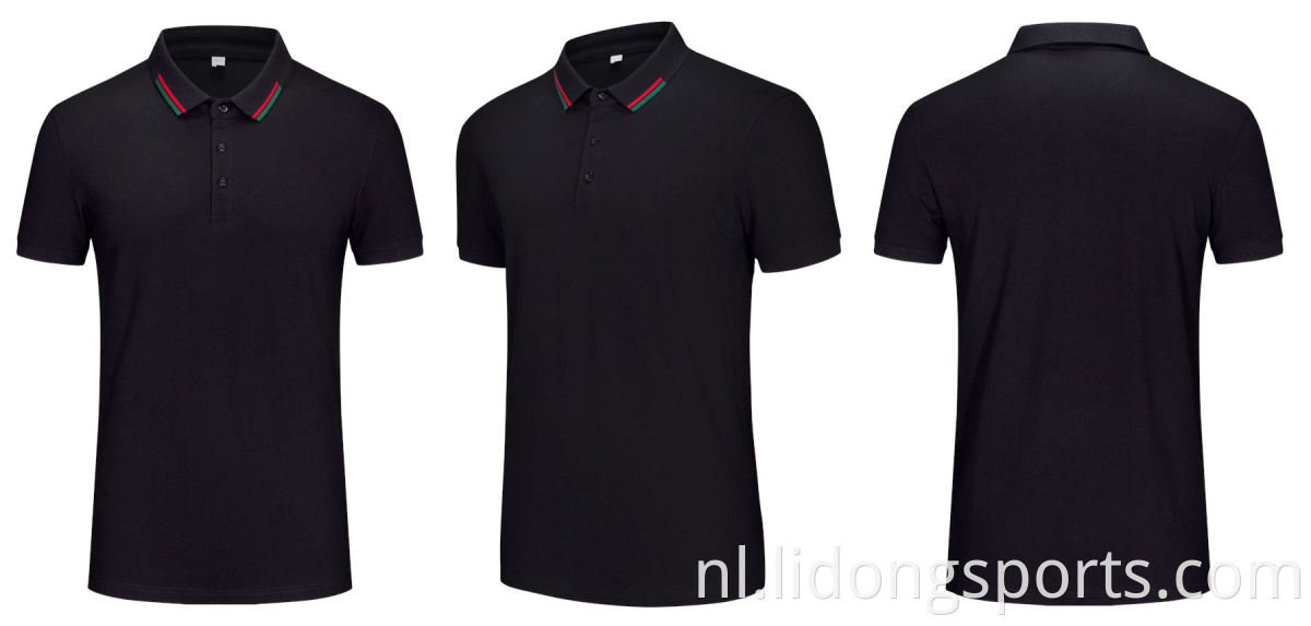 LiDong Custom Goedkope Polo Golf T-shirts Nieuw design Heren Polo T-shirts met rode en zwarte kraag Groothandel
